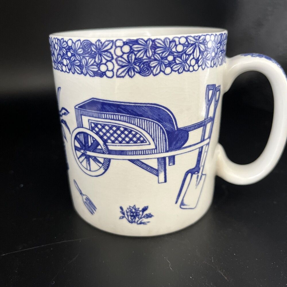 Spode Blue Room Collection Garden Mug Blue White Tools Replacement Collector